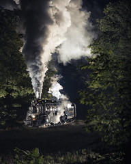 steam train at night