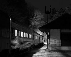 passenger train at a rural station